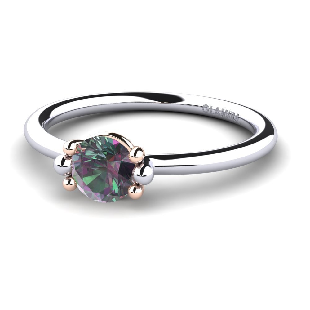 18ct White & Rose Gold Mystic Topaz Women's Ring Dorotea 0.5 crt