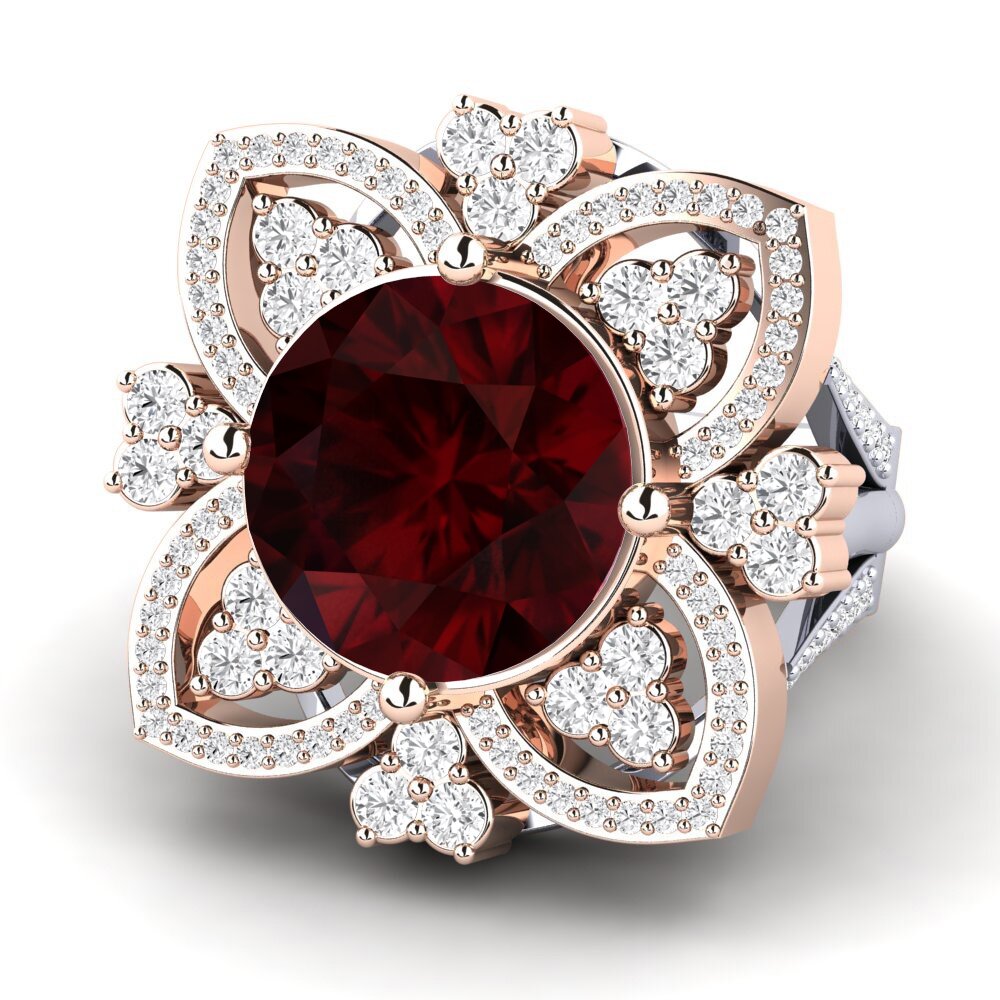 14k White & Rose Gold Garnet Ring Dottie