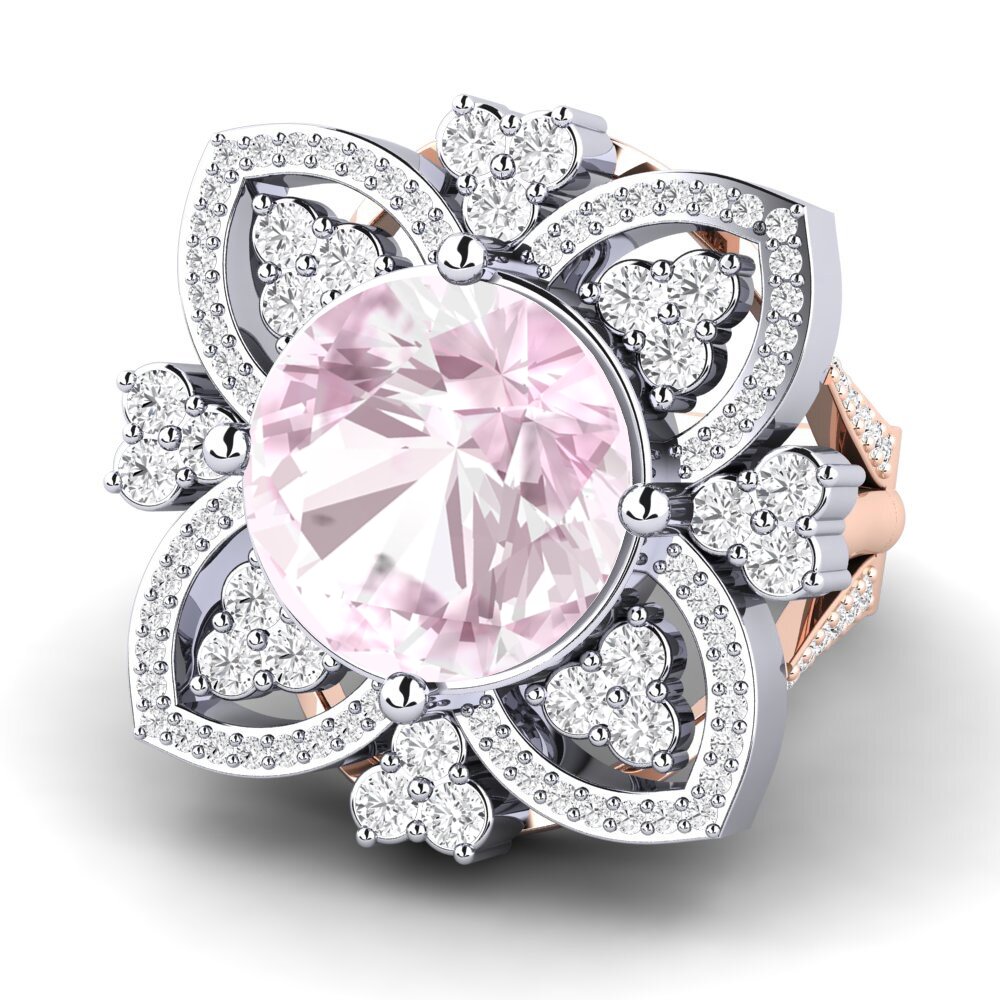 14ct Rose & White Gold Kunzite Ring Dottie