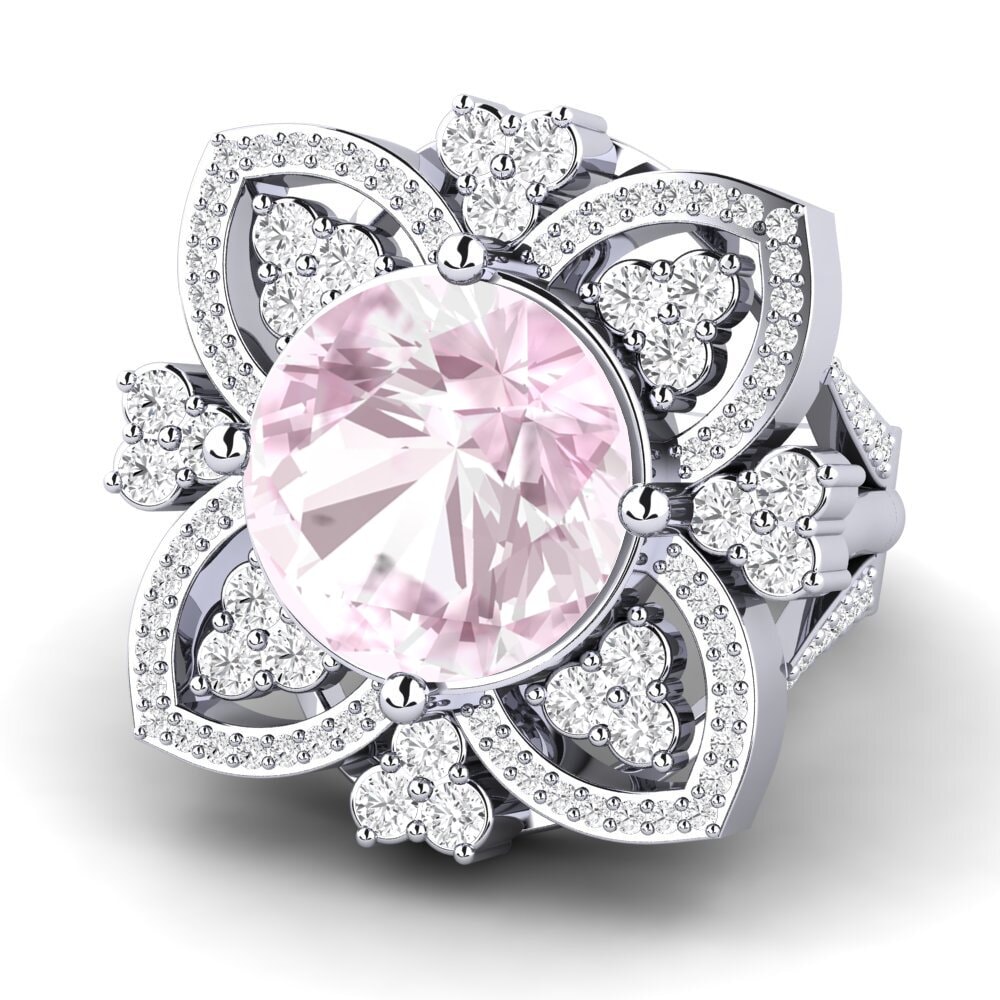 White Silver Kunzite Ring Dottie