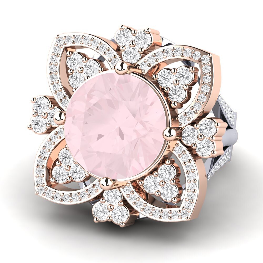 18k Oro Blanco & Rosa Anillo Dottie