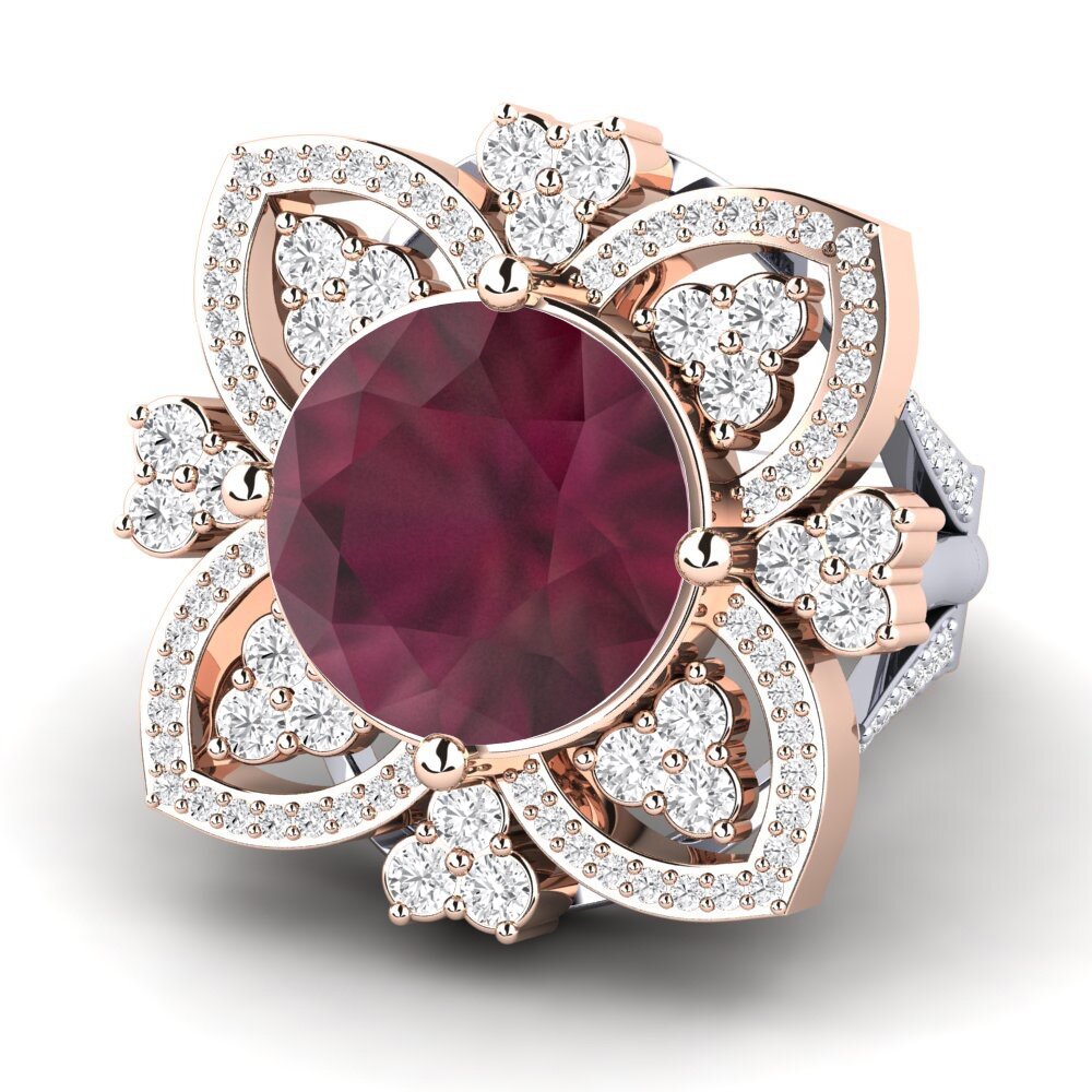 14k White & Rose Gold Ruby Ring Dottie