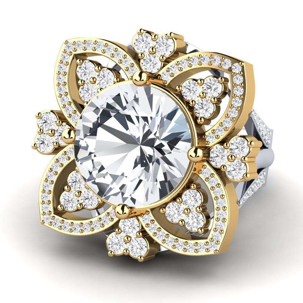 14k Oro Blanco / Amarillo Anillo Dottie