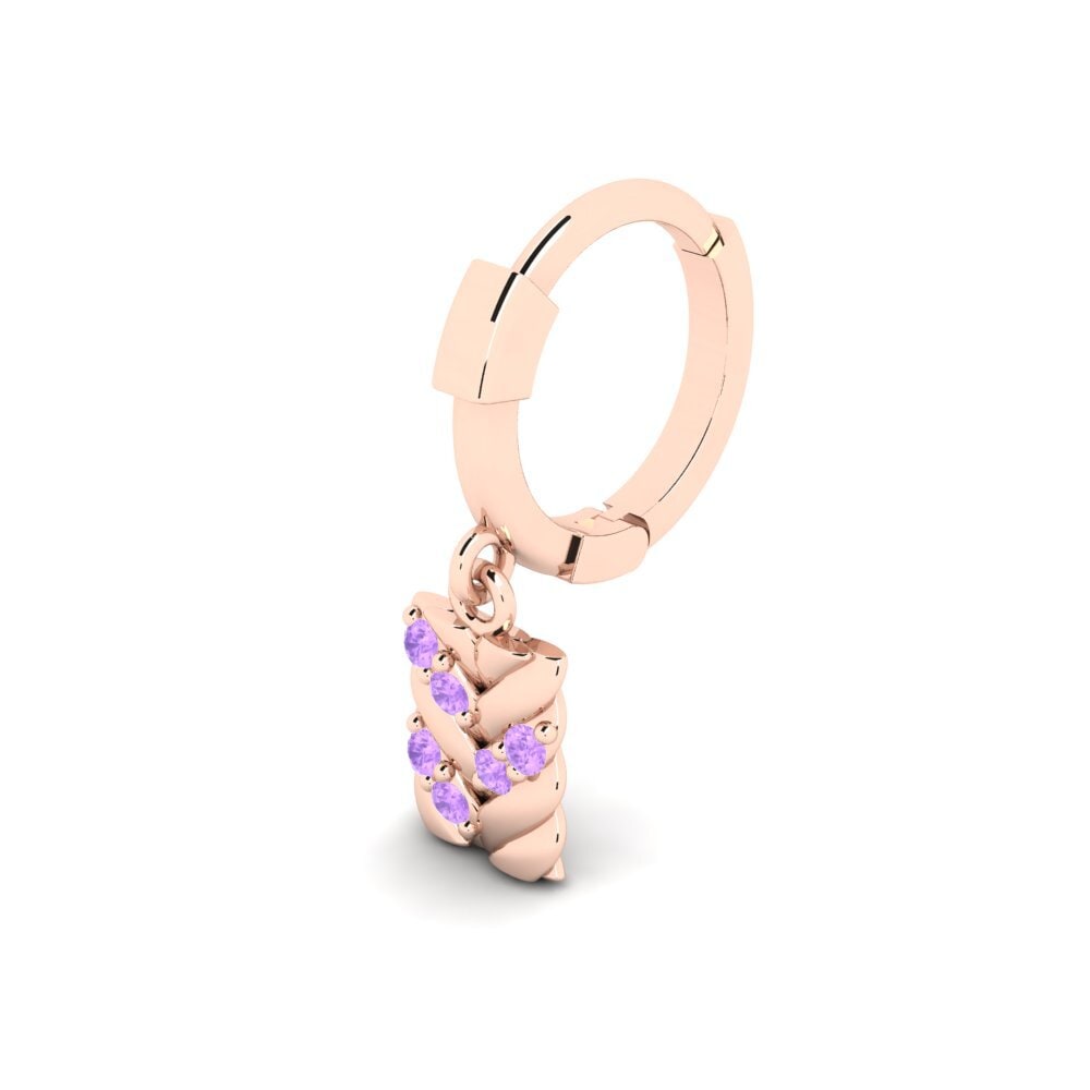 9k Oro Rosa Amatista Piercing oreja hombre Doustre