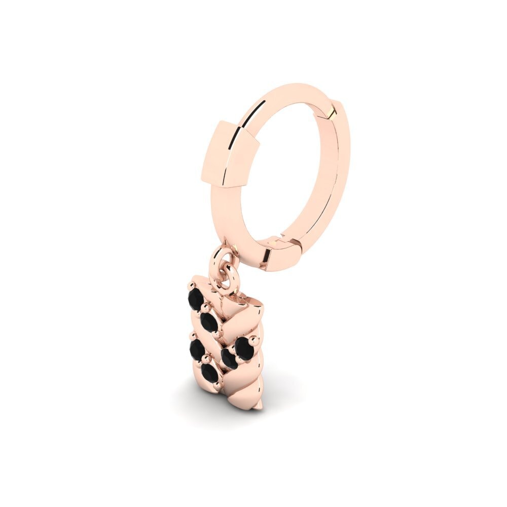 9ct Rose Gold Black Diamond Men's Piercing Doustre