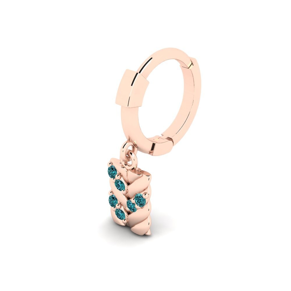 14ct Rose Gold Blue Diamond Men's Piercing Doustre