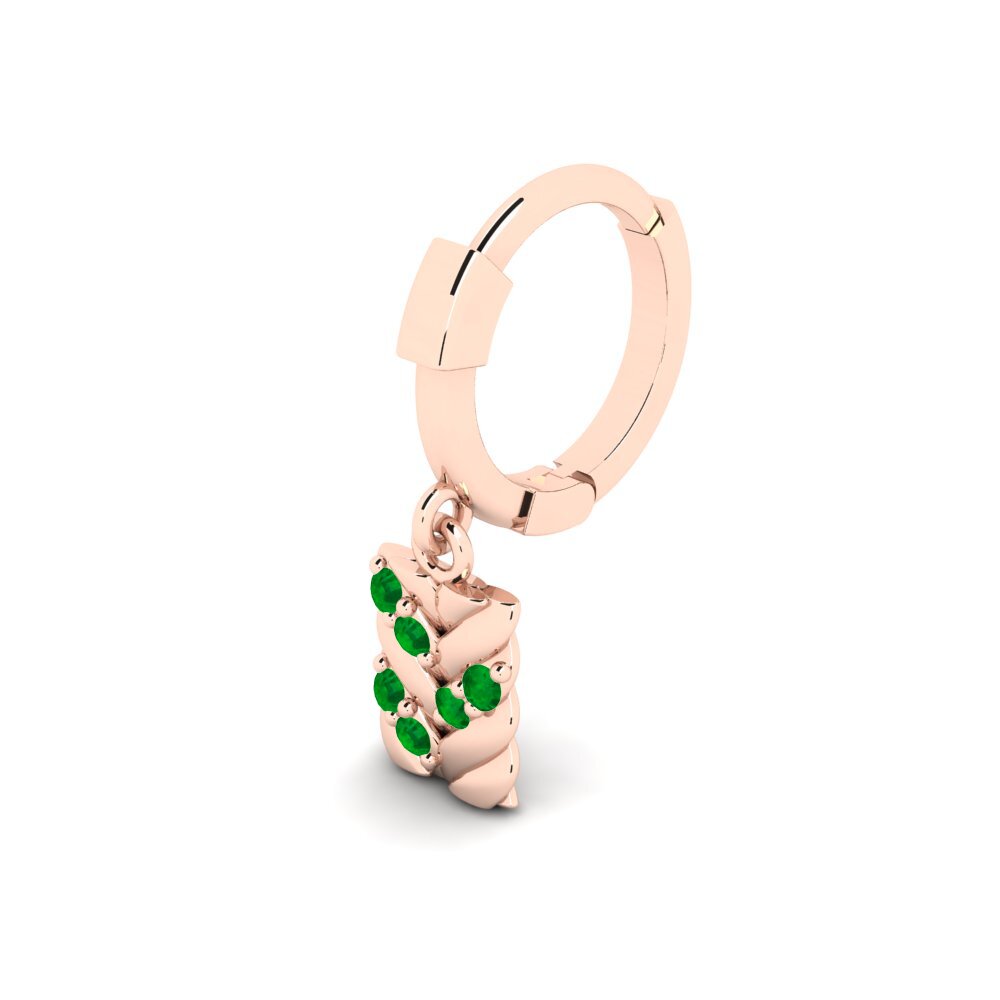 14ct Rose Gold Emerald Men's Piercing Doustre
