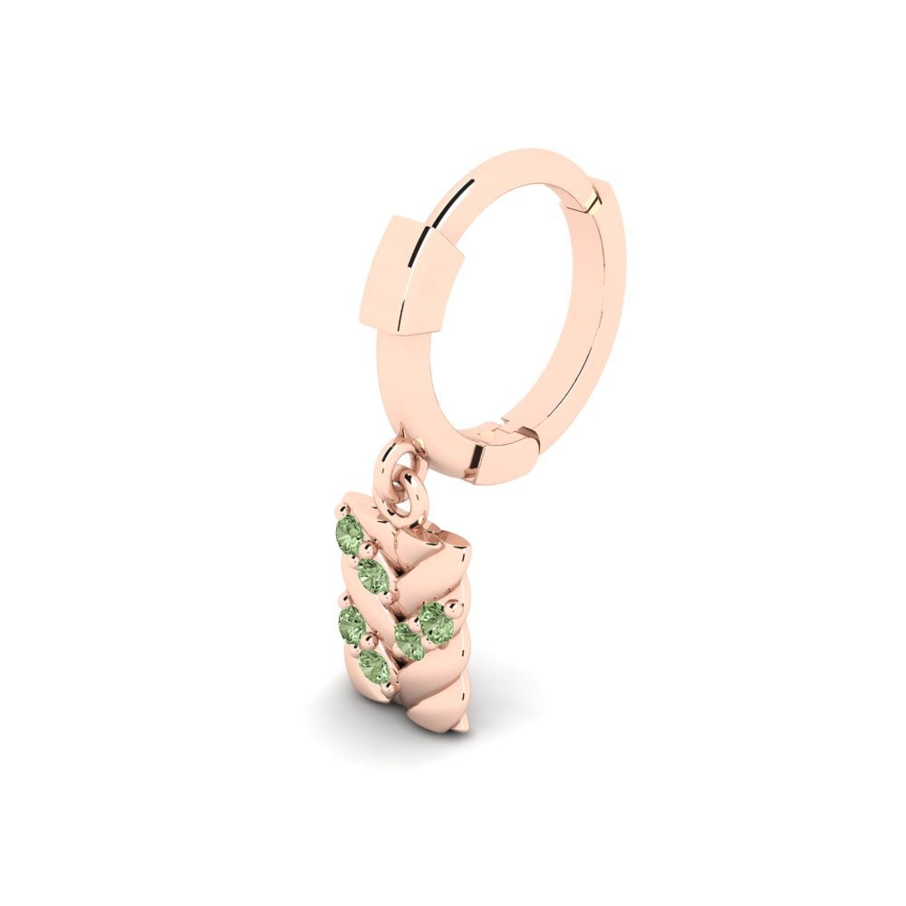 14ct Rose Gold Green Diamond Men's Piercing Doustre