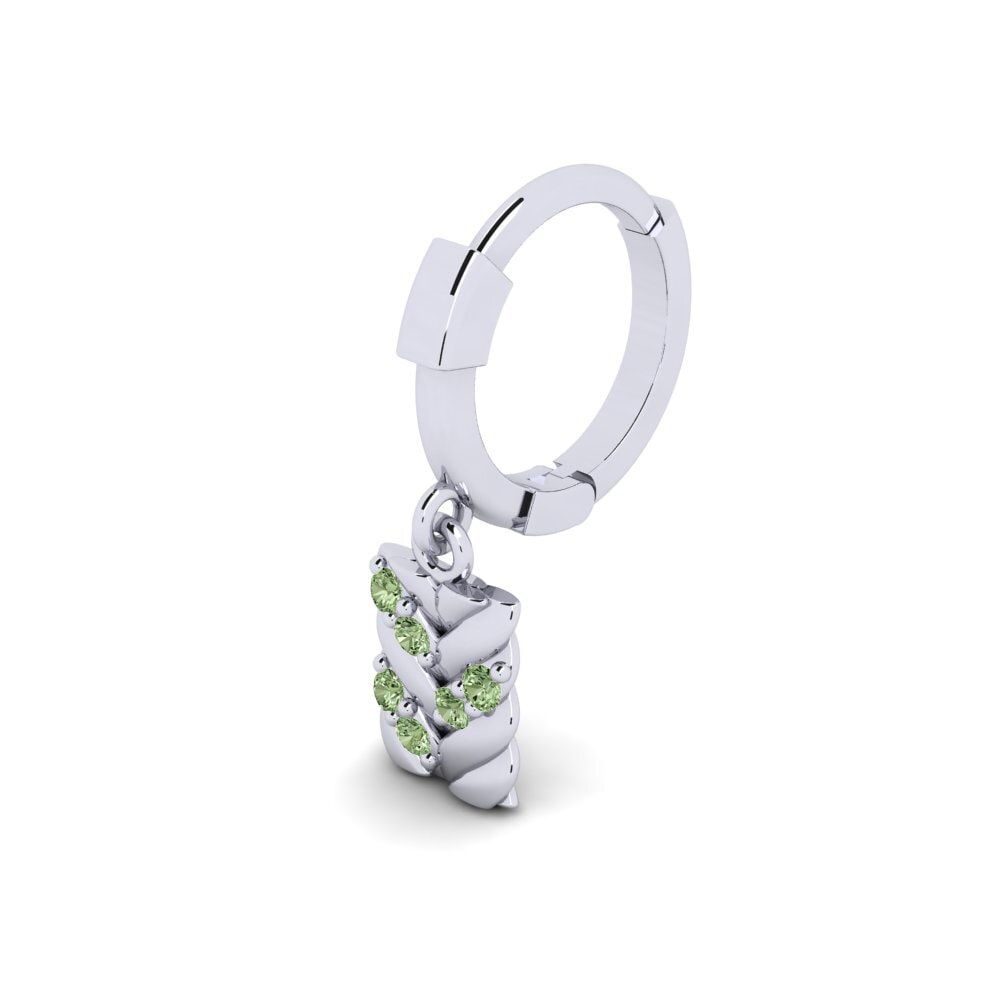 18k Oro Blanco Diamante Verde Pendiente para hombre Doustre