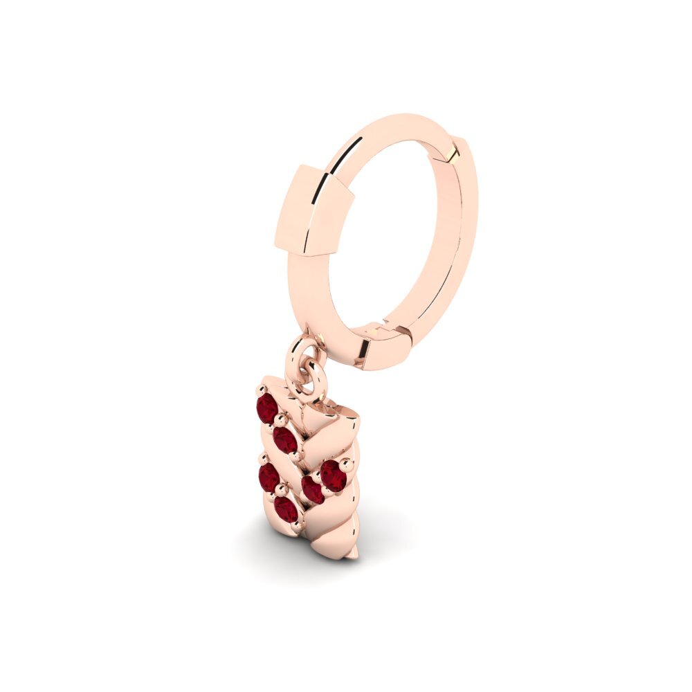 9k Oro Rosa Circonita Roja Piercing oreja hombre Doustre