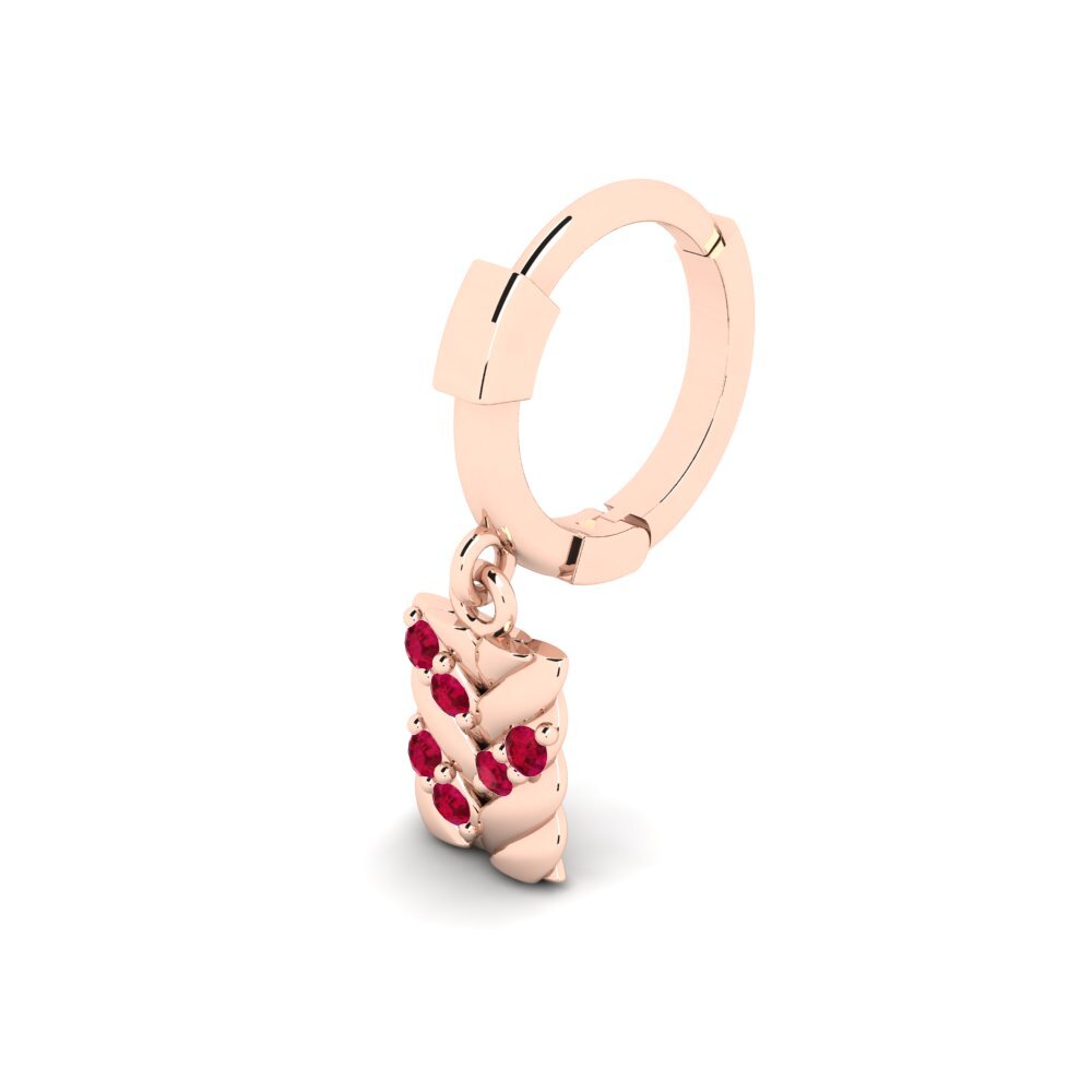18ct Rose Gold Ruby Men's Piercing Doustre