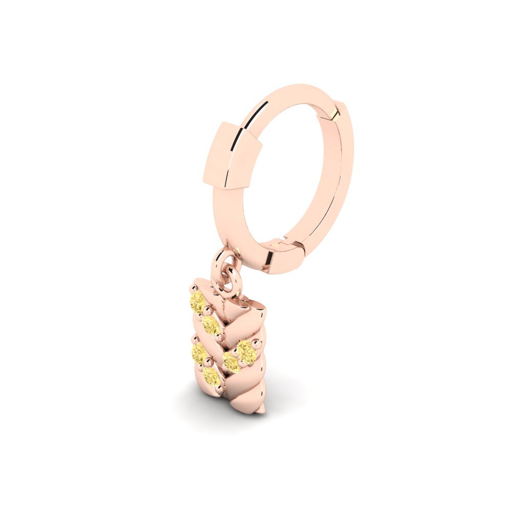 14ct Rose Gold Yellow Diamond Men's Piercing Doustre