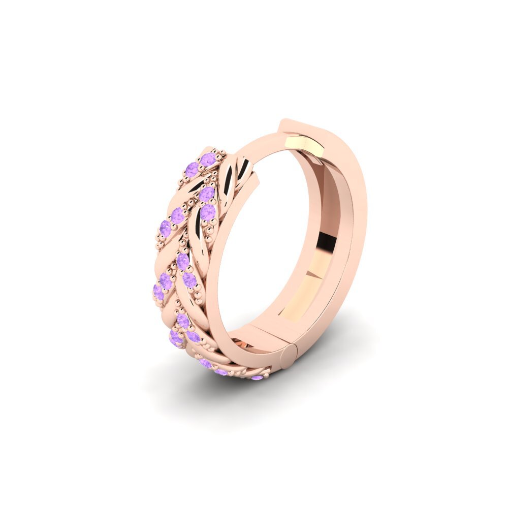 9k Oro Rosa Amatista Pendiente para hombre Douyne
