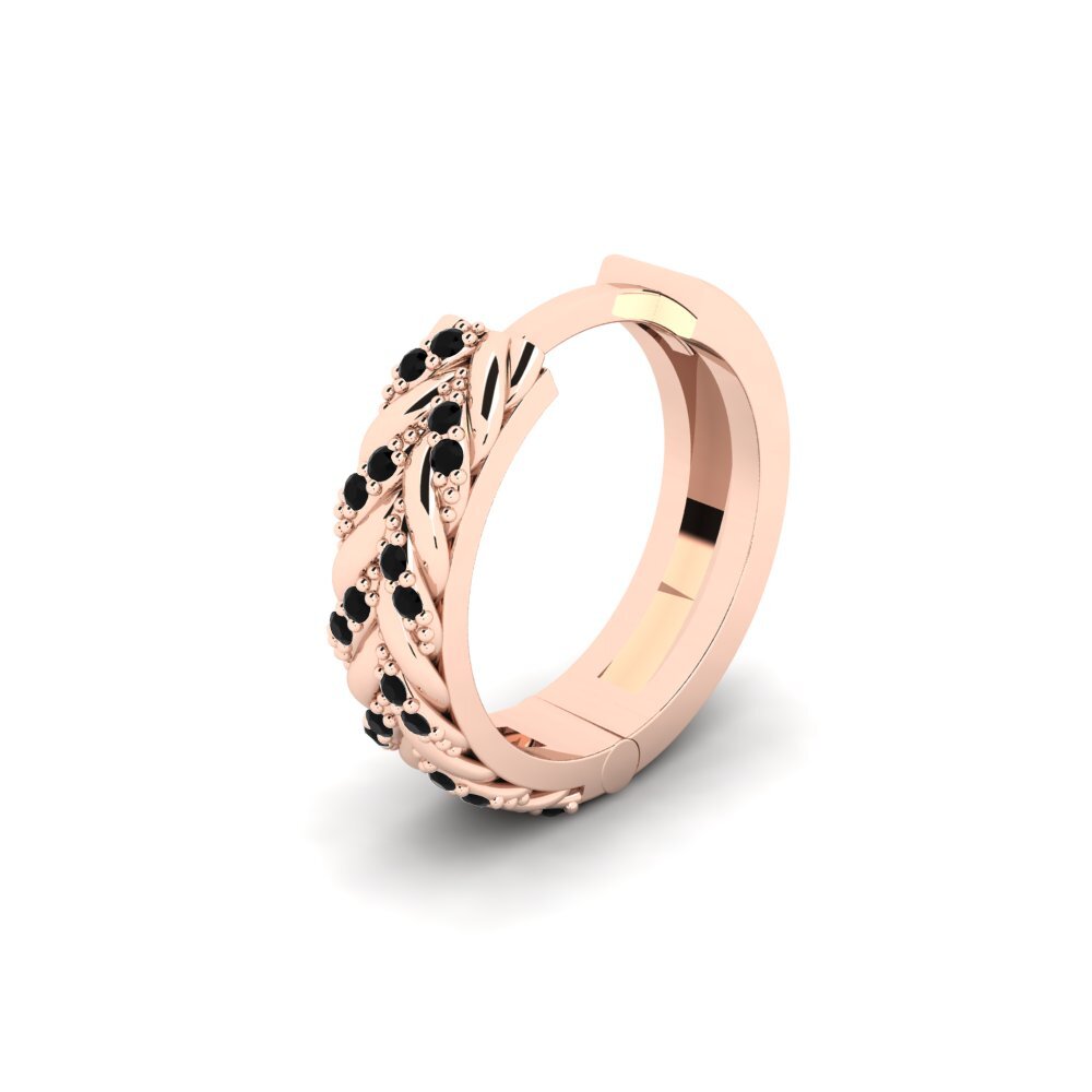 18ct Rose Gold Black Onyx Men's Earring Douyne