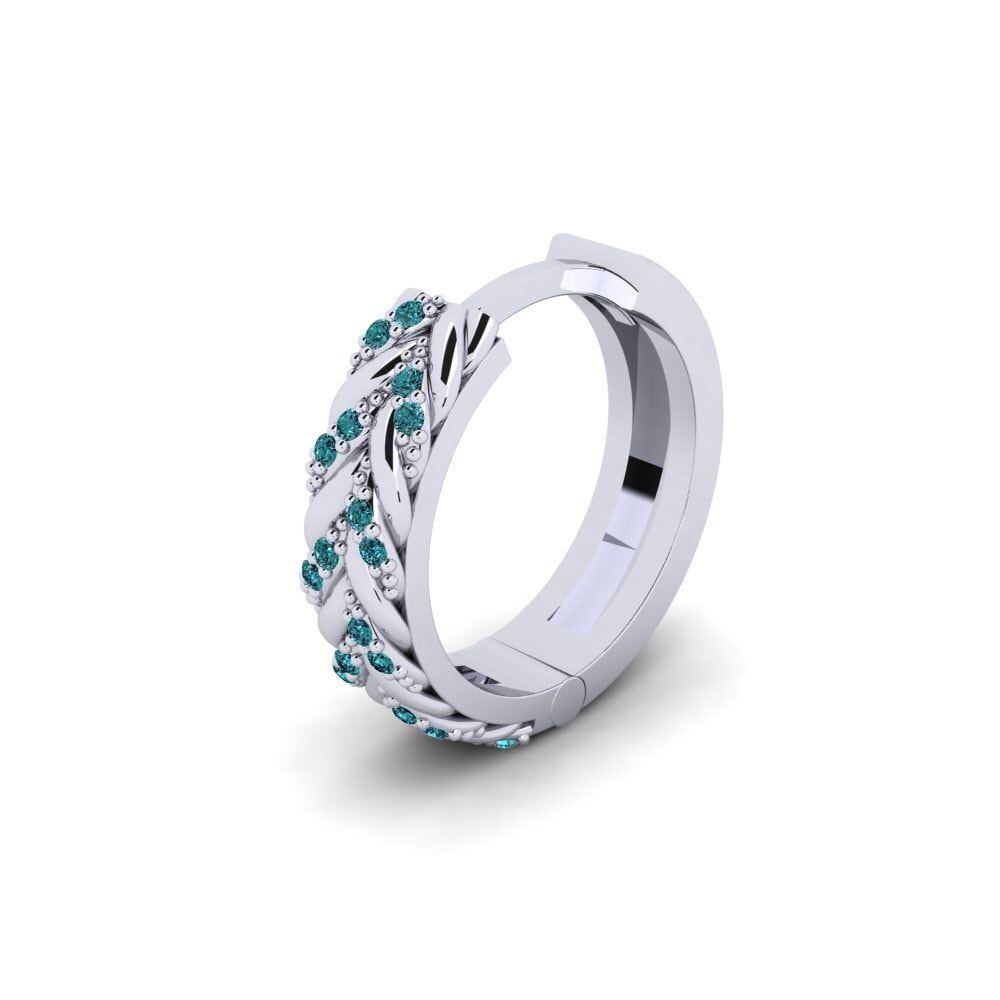 9ct White Gold Blue Diamond Men's Earring Douyne