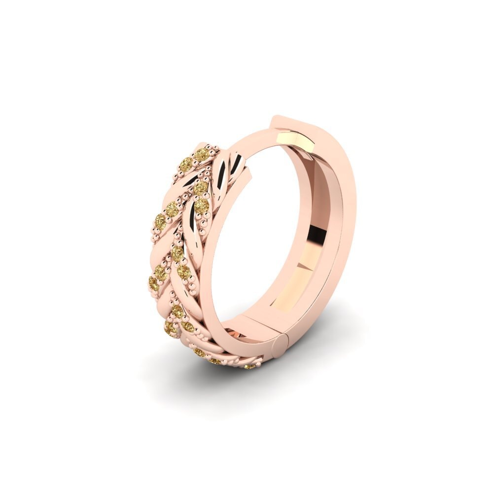 14ct Rose Gold Brown Diamond Men's Earring Douyne