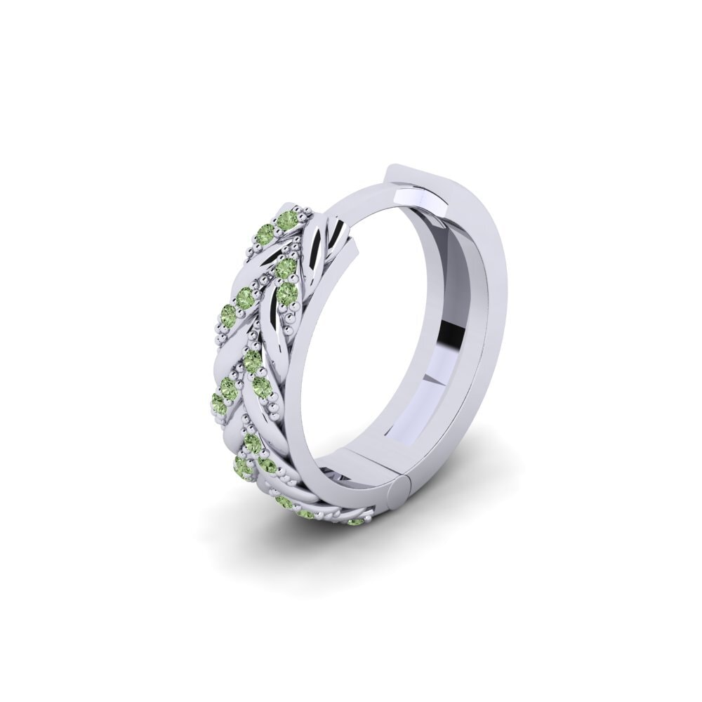 18k Oro Blanco Diamante Verde Pendiente para hombre Douyne