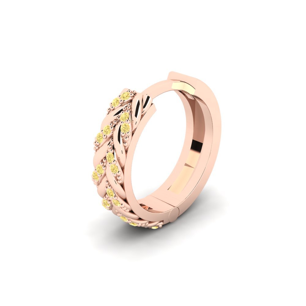 14ct Rose Gold Yellow Diamond Men's Earring Douyne