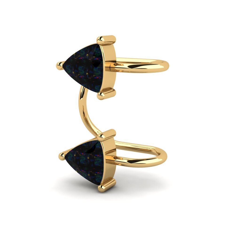 14ct Yellow Gold Black Opal Women's Earring Dove