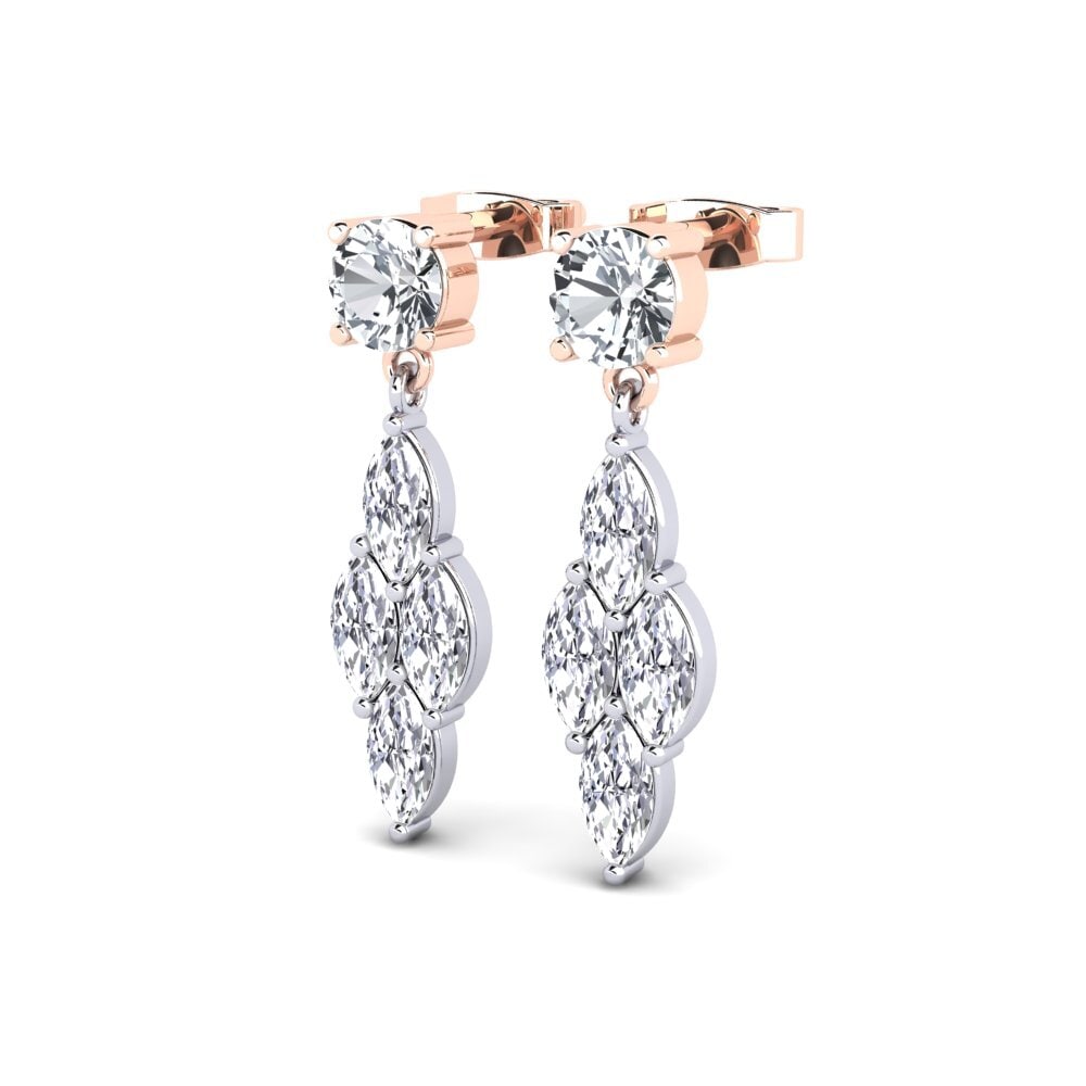 9k Oro Blanco & Rosa Circón Blanco Pendiente de mujer Drescher
