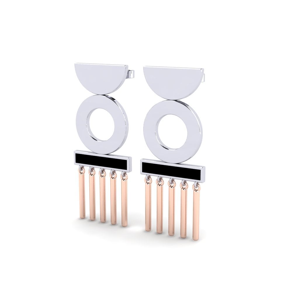 9k Oro Blanco / Rosa Pendientes Druse