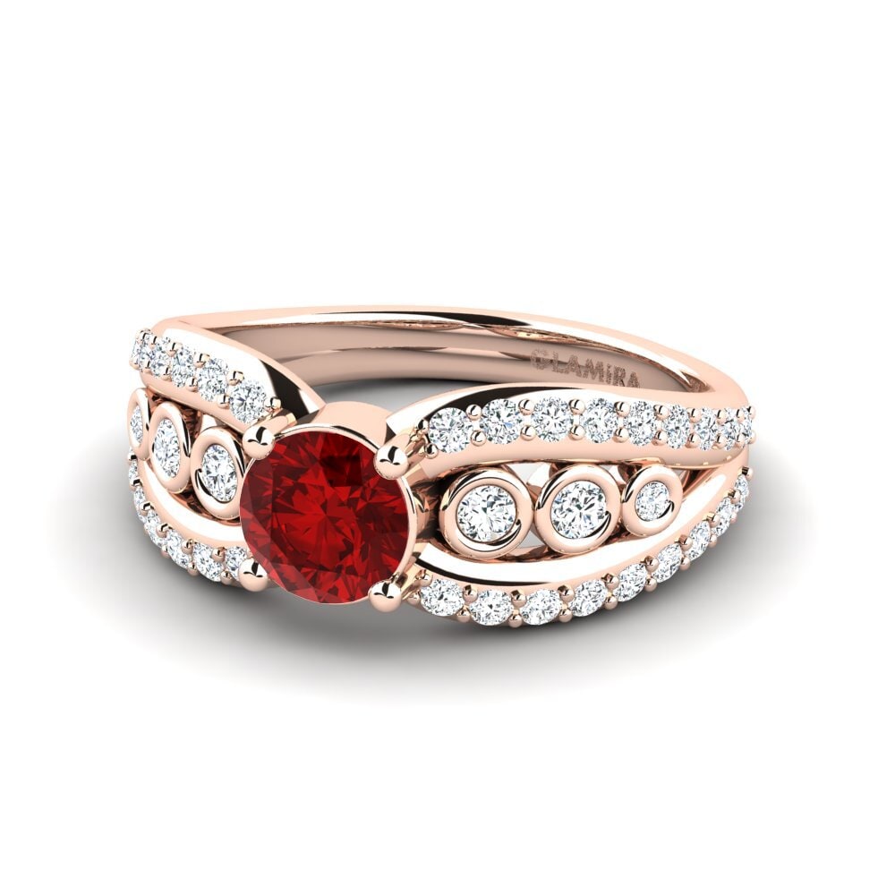 18ct Rose Gold Ruby (Lab Created) Women's Ring Ducchn
