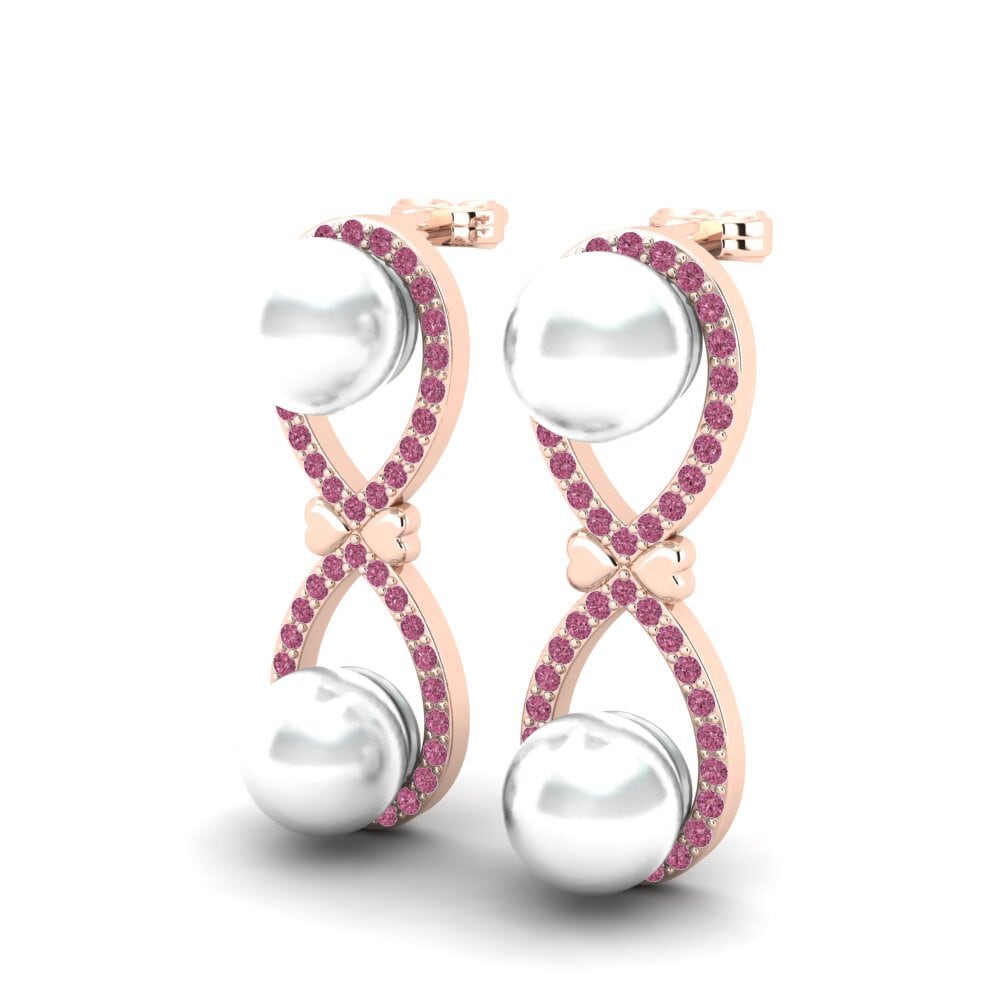 14k Oro Rosa Granate Rhodolite Pendiente de mujer Dugald