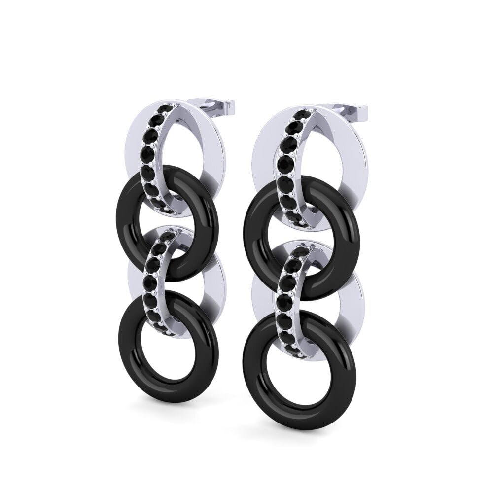 9k Oro Blanco Ónix Negro Pendiente de mujer Duhn