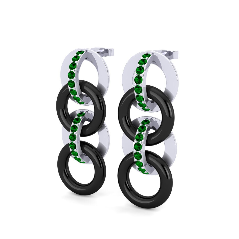 White Silver Green Zirconia Women's Earring Duhn