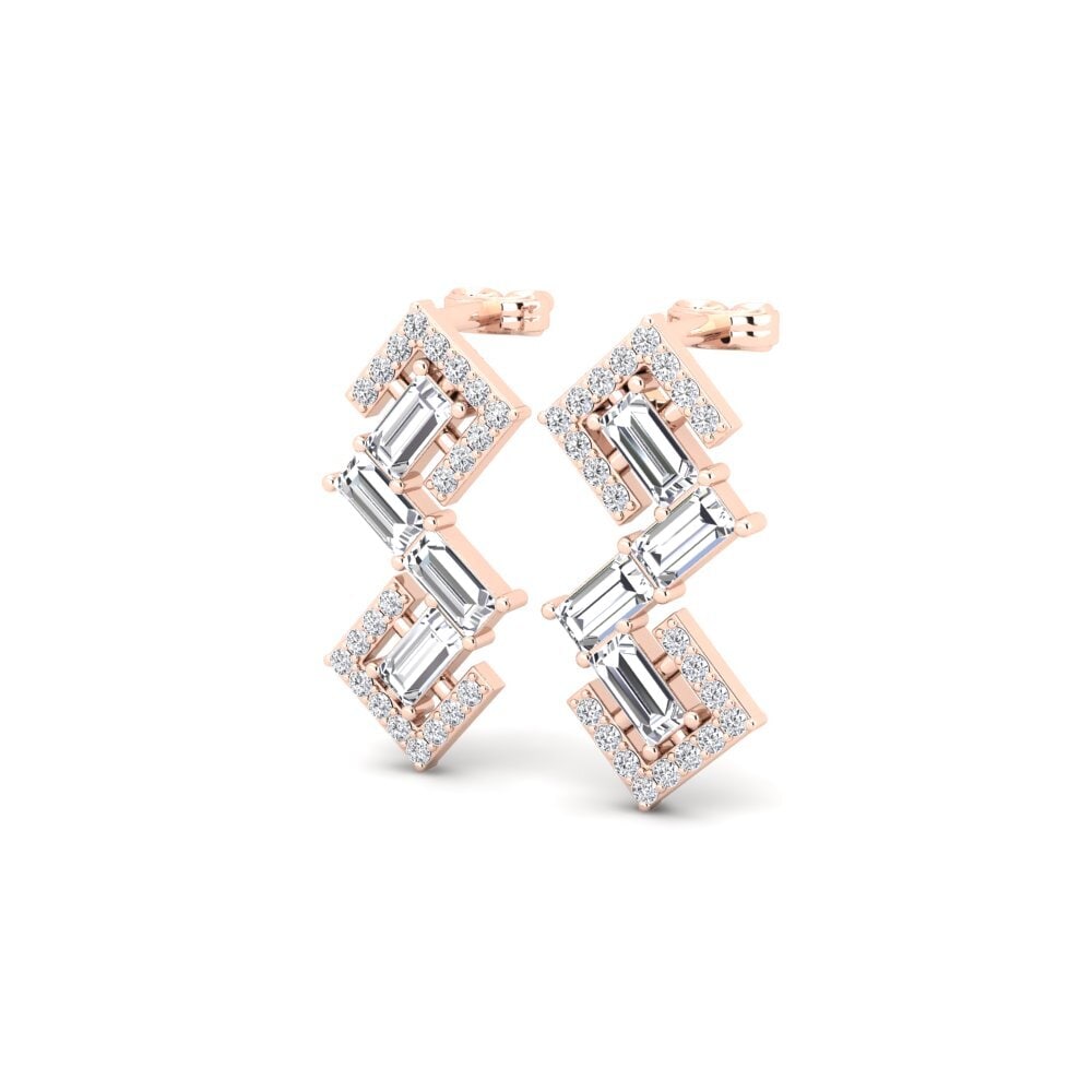 14k Oro Rosa Baguette Pendiente de mujer Dunsparce