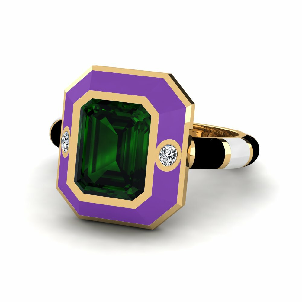 Bagues Tourmaline Verte Pierres latérales