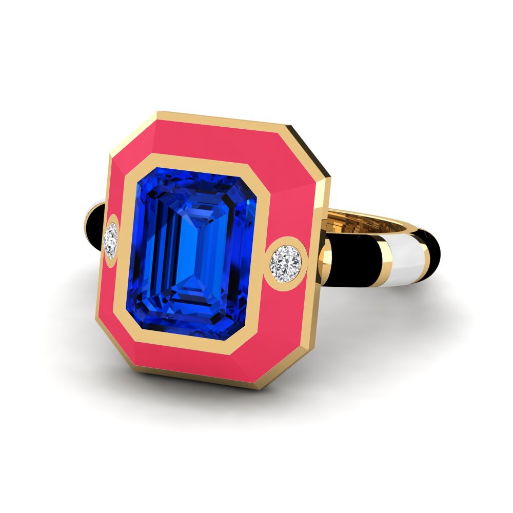 Saphir (im Labor gezüchtet) Ring Dusj