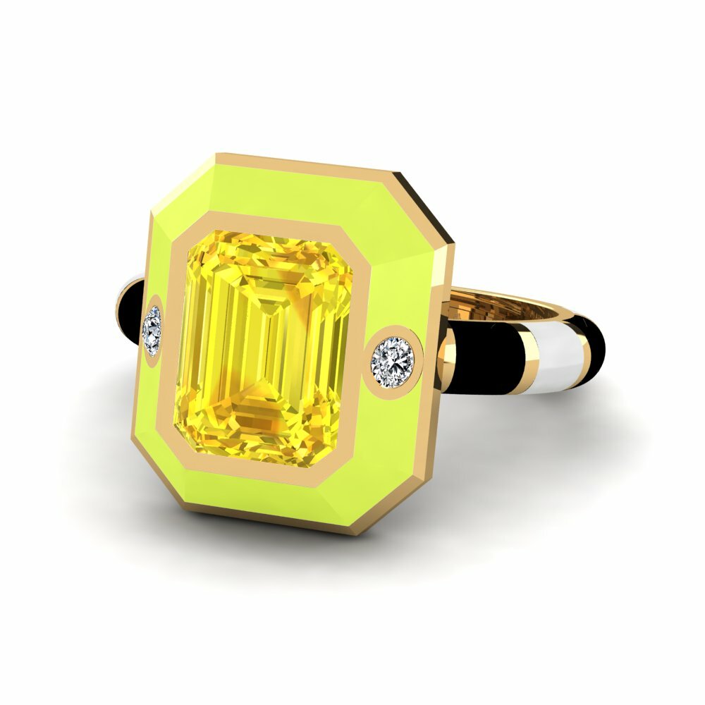 Bagues de fiançailles Saphir Jaune Pierres latérales