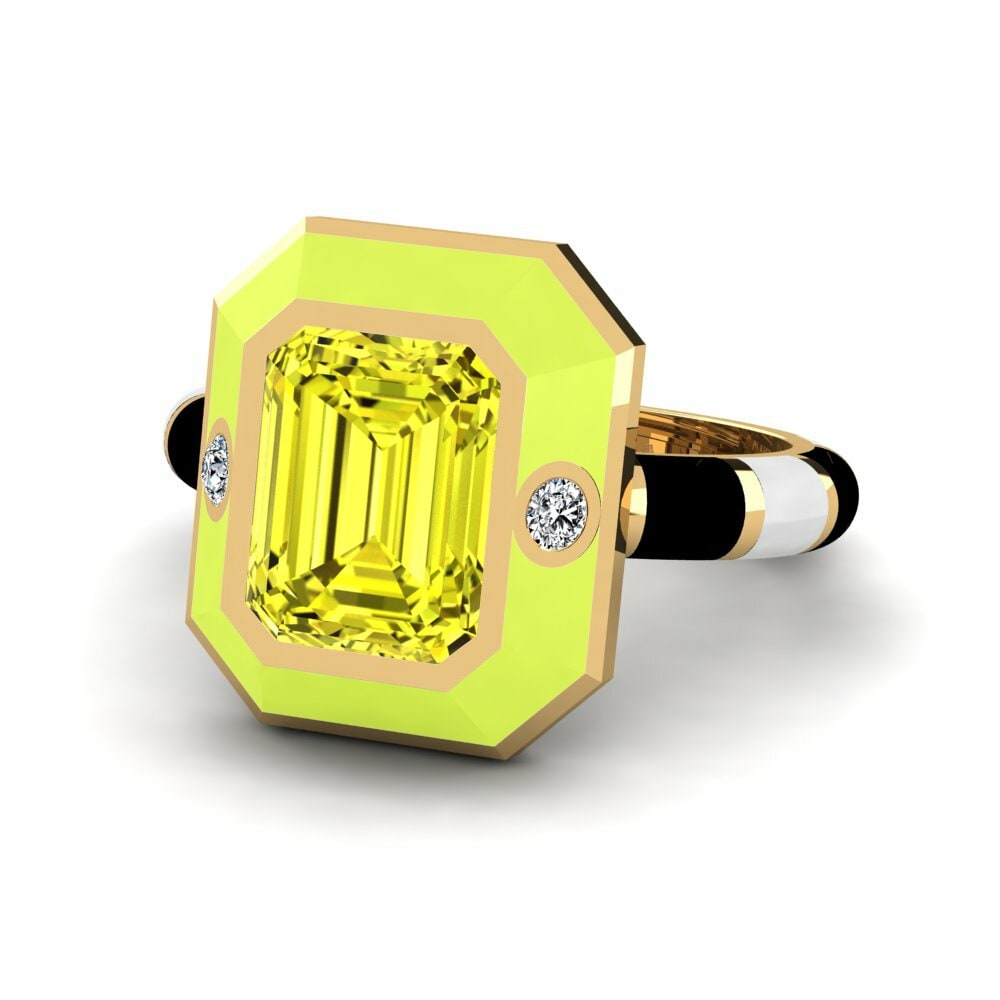 Bagues de fiançailles Diamant Jaune Pierres latérales