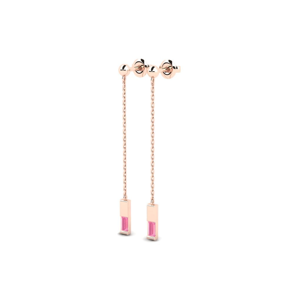 14k Rose Gold Pink Sapphire Women's Earring Dusitter