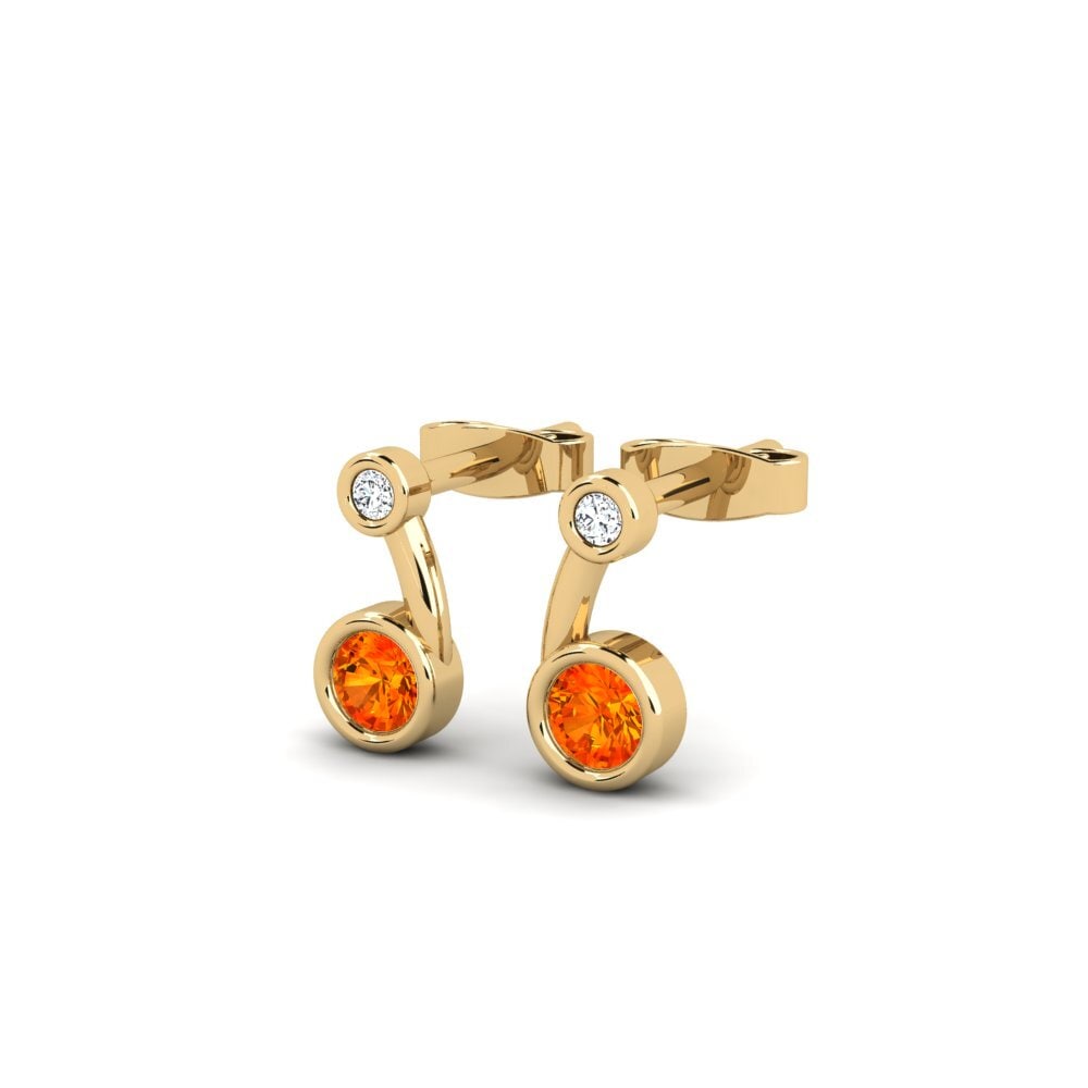 14ct Yellow Gold Orange Sapphire Women's Earring Duver