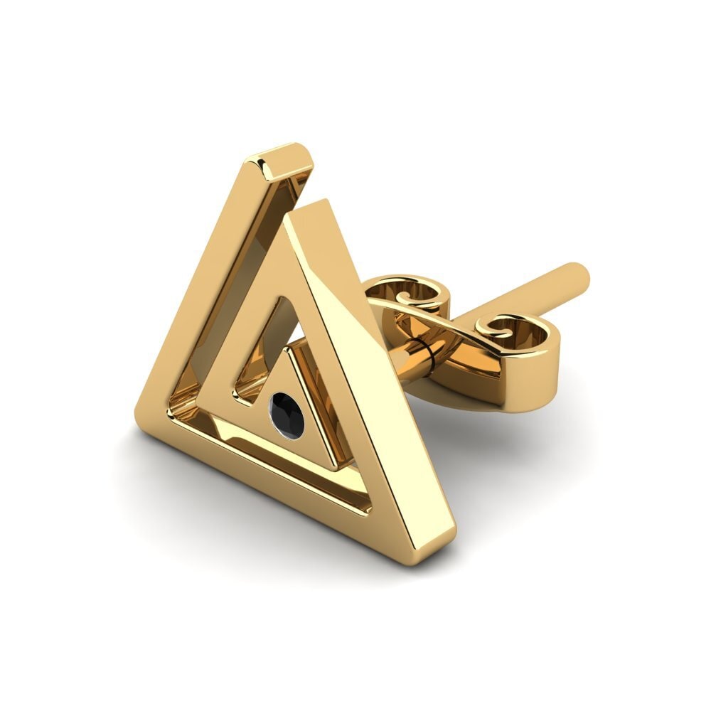 14k Oro Amarillo Ónix Negro Pendiente para hombre Dux