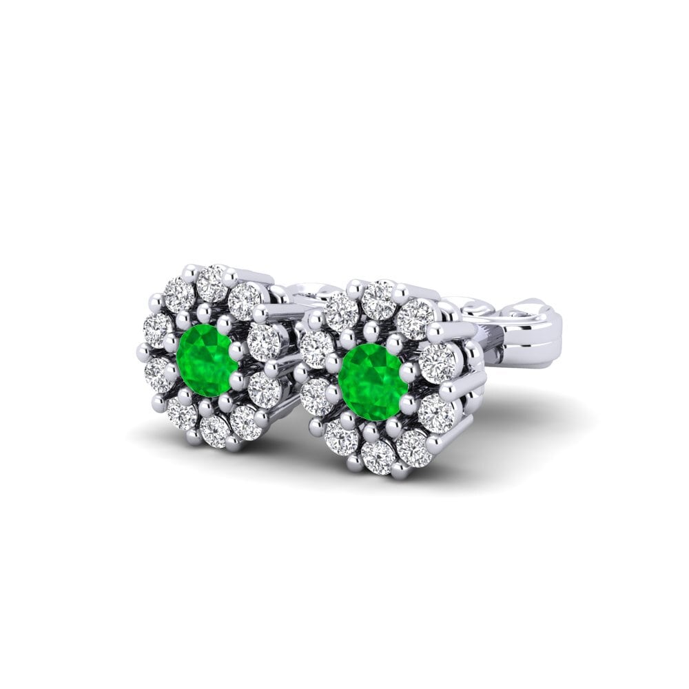 Plata 925 Esmeralda Pendiente de mujer Eargle