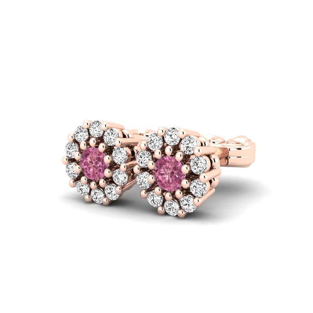 14k Oro Rosa Granate Rhodolite Pendiente de mujer Eargle