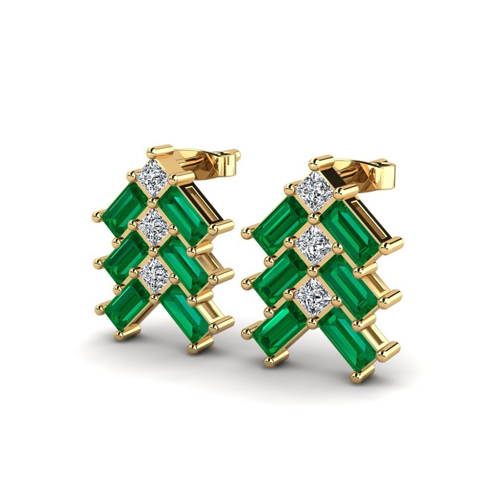 Baguette Circonita Verde Pendiente de mujer Earlenn