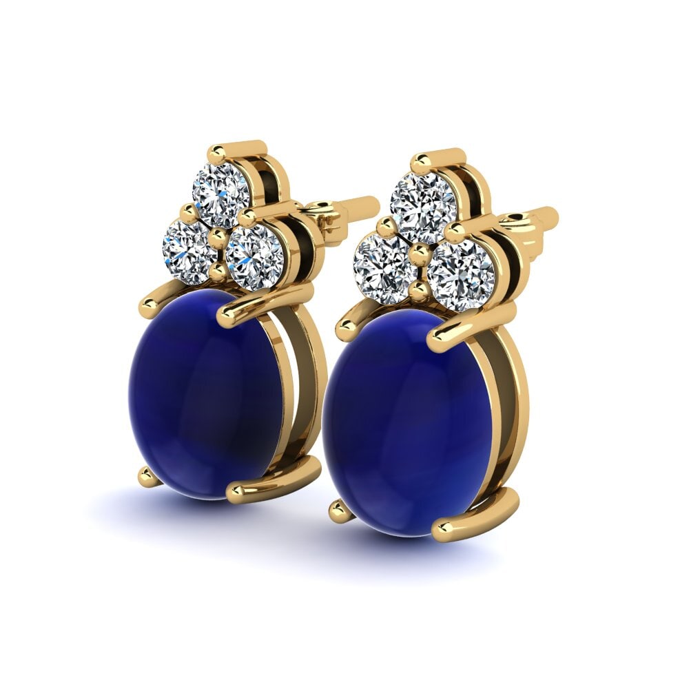 14ct Yellow Gold Cabochon Sapphire Women's Earring Earlina