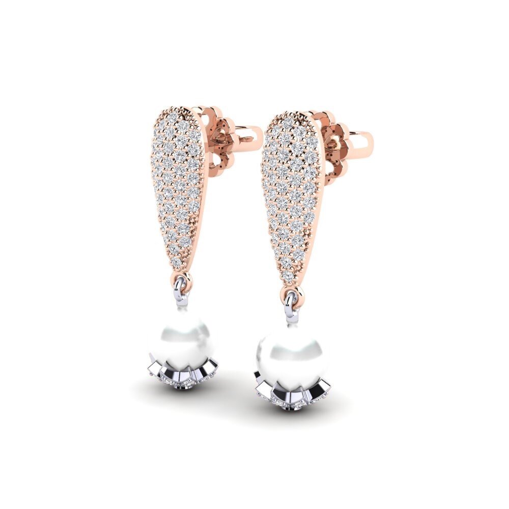 Vermelho & Branco-9K Brincos Feminino Pearlnova