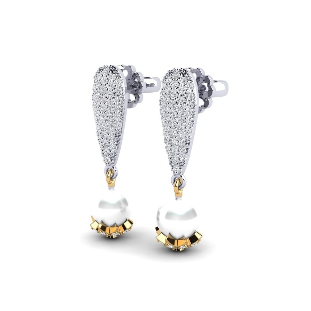 14k Oro Blanco & Amarillo Pendiente de mujer Pearlnova