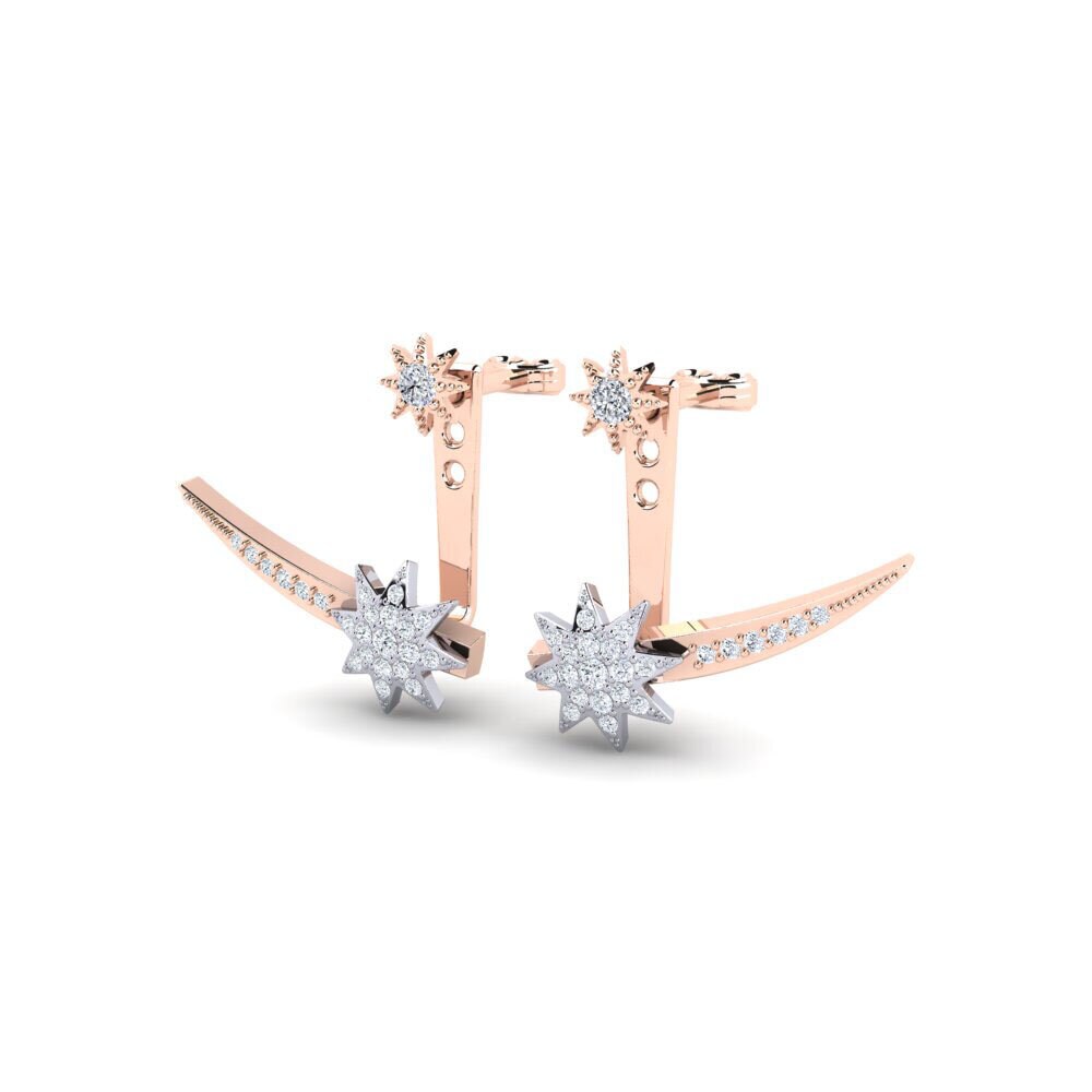 14ct Rose / White Gold Women's Earring Earstar