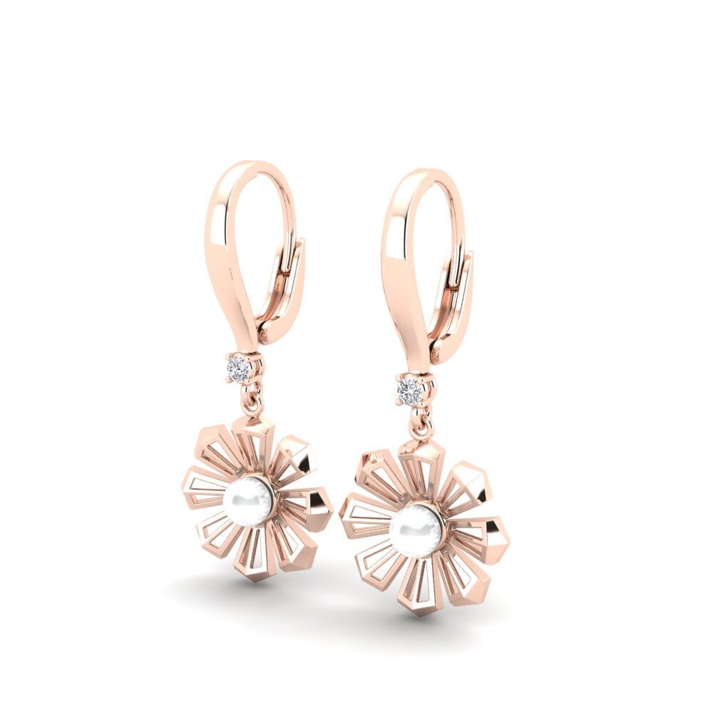 14k Oro Rosa Diamante cultivado en laboratorio Pendiente de mujer Eartibonas