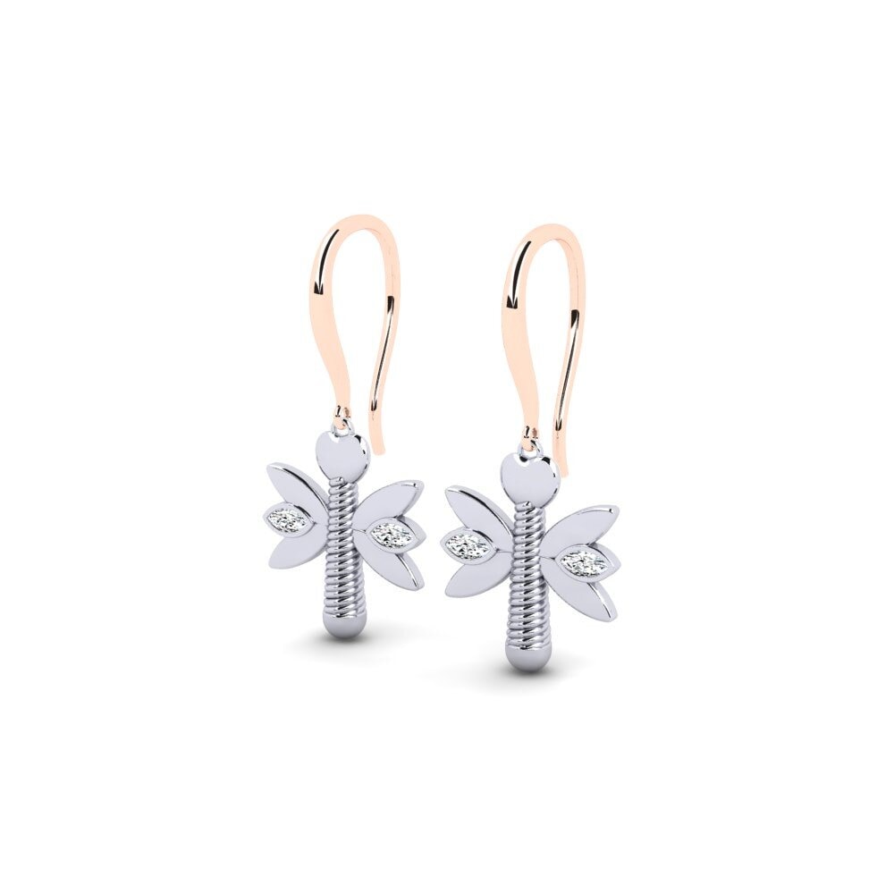 9k Oro Rosa & Blanco Pendiente de mujer Ebahir