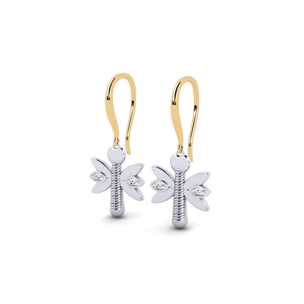 14k Oro Amarillo/Blanco Pendiente de mujer Ebahir