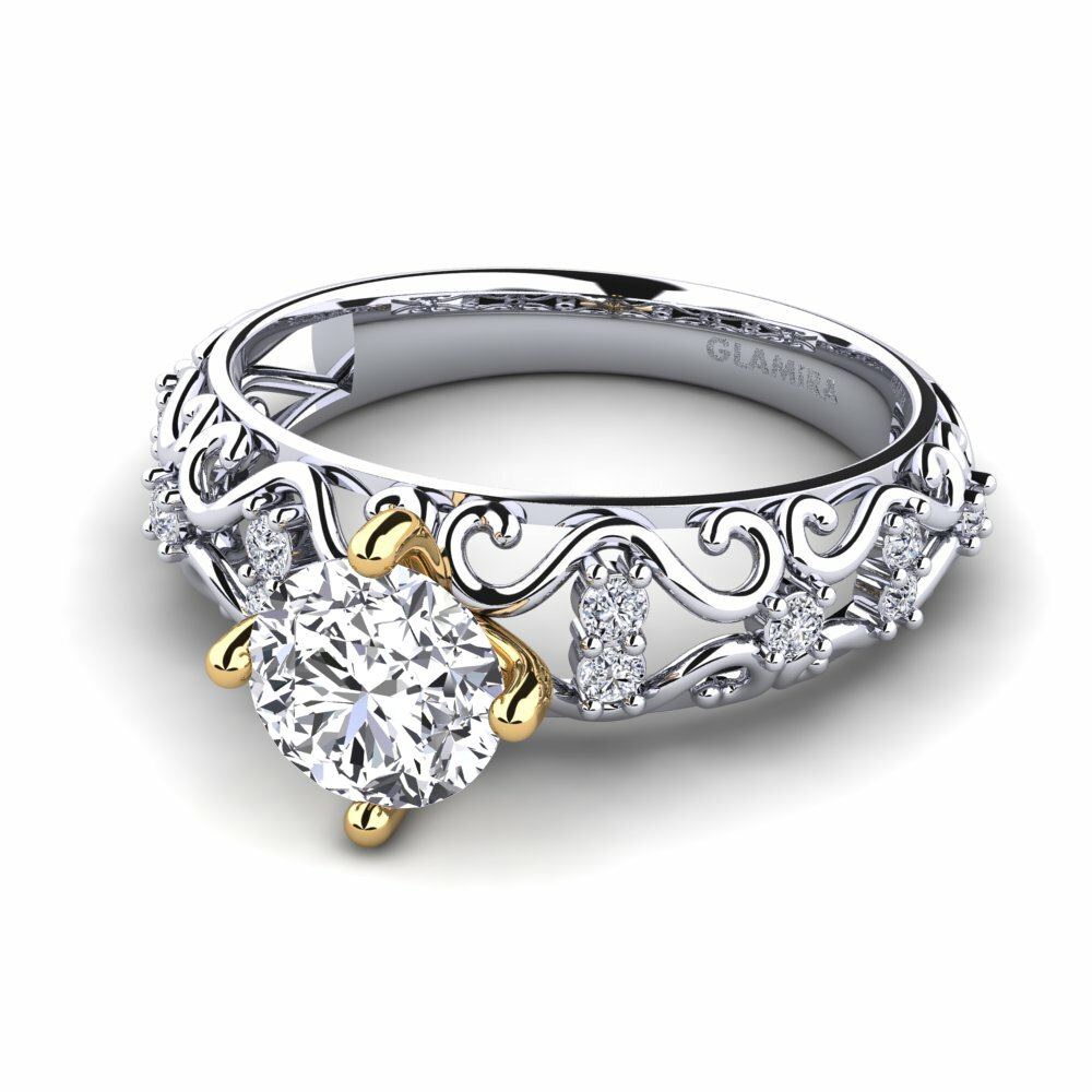 14k Oro Blanco / Amarillo Anillo de compromiso Ebba