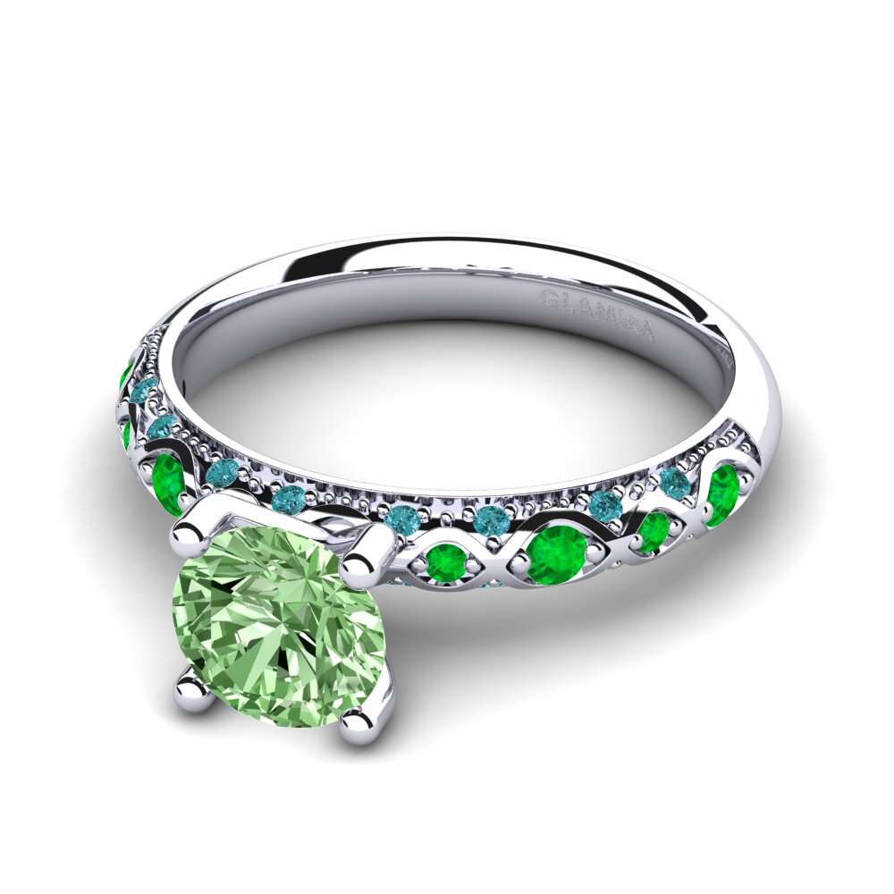 Diamante Verde Anillo de compromiso Ebonie