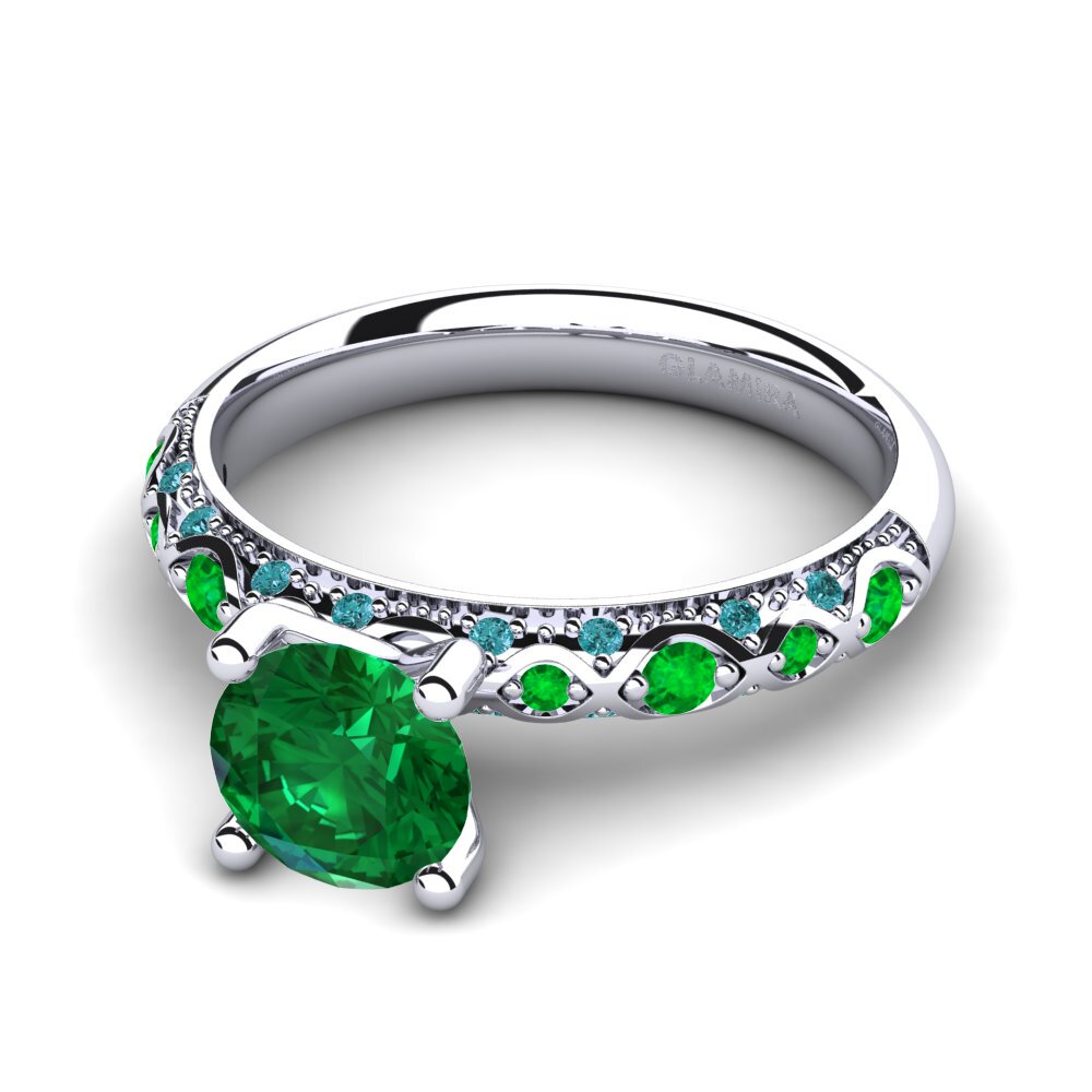 Emerald (Lab Created) Engagement Ring Ebonie